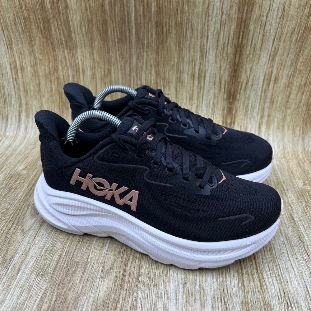 Hoka One One Clifton 10 Women's Size 6 Black Rose Gold Shoes 1162031 BRGL